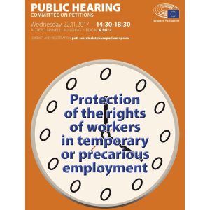 Tutela dei diritti dei lavoratori: udienza pubblica in Commissione Petizioni del Parlamento Europeo