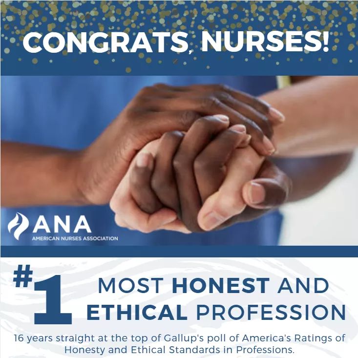Gli infermieri americani, primi per onestà ed etica per il sedicesimo anno consecutivo
