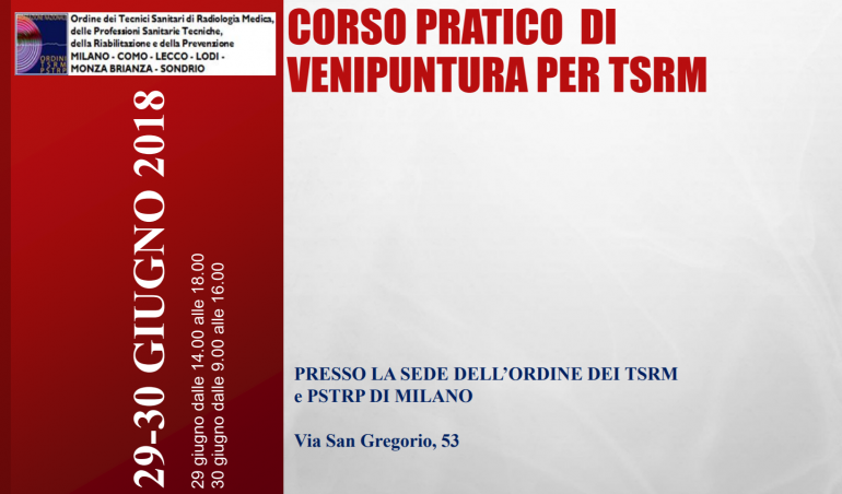 L'Ordine dei TSRM di Milano organizza un "corso di venipuntura abilitante"