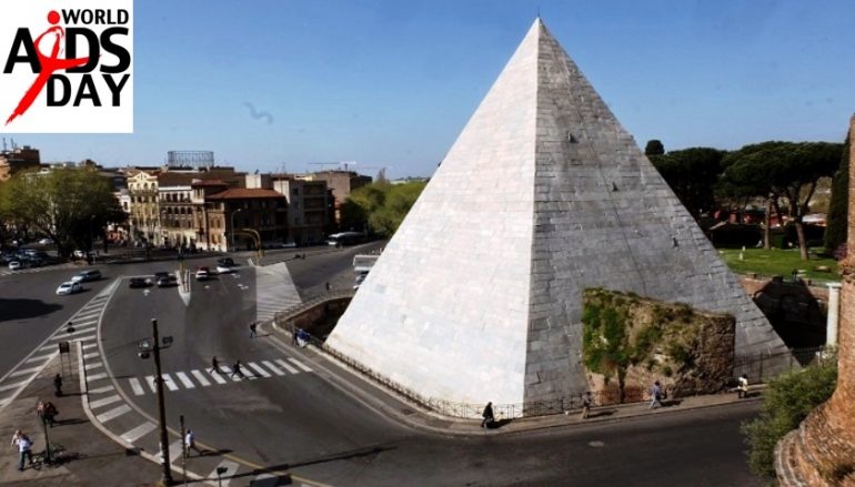 Giornata mondiale della lotta all’Aids, la Piramide Cestia si illuminerà di rosso