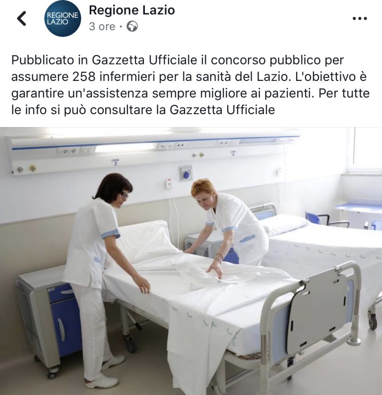 La Regione Lazio offende gli infermieri con una foto inappropriata