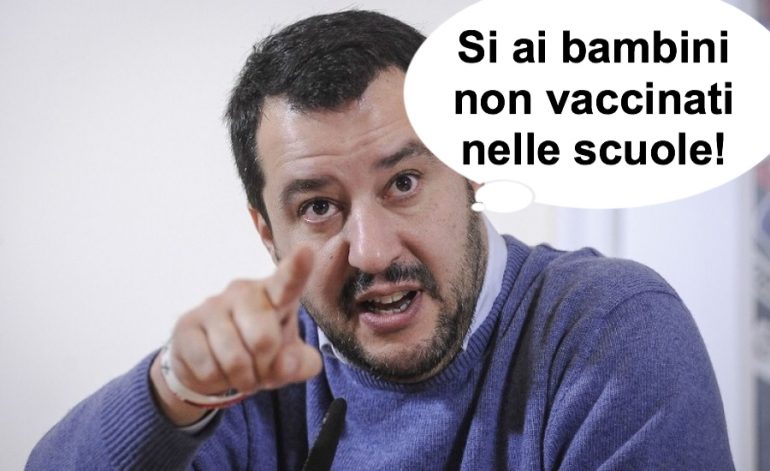 Salvini scrive al ministro delle Salute:”Dico si ai bambini non vaccinati nelle scuole”