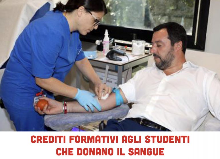 Proposta Salvini:“Crediti formativi per gli studenti che donano il sangue”