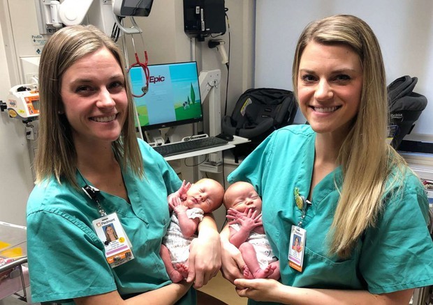 Infermiere identiche fanno nascere due gemelline nello stesso ospedale nel quale sono nate anche loro