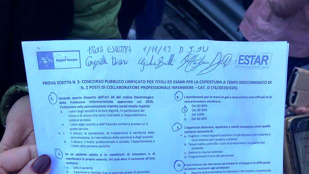 Concorso infermieri, la replica di Estar: "Prove svolte con correttezza. Tre candidati espulsi"