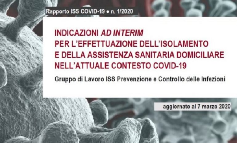 Coronavirus: la guida Iss per isolamento e assistenza domiciliare.