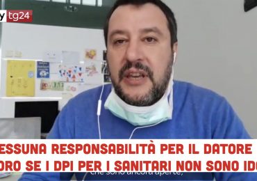 Nessuna responsabilità del datore di lavoro se i sanitari lavorano senza DPI: al Senato la proposta di Salvini