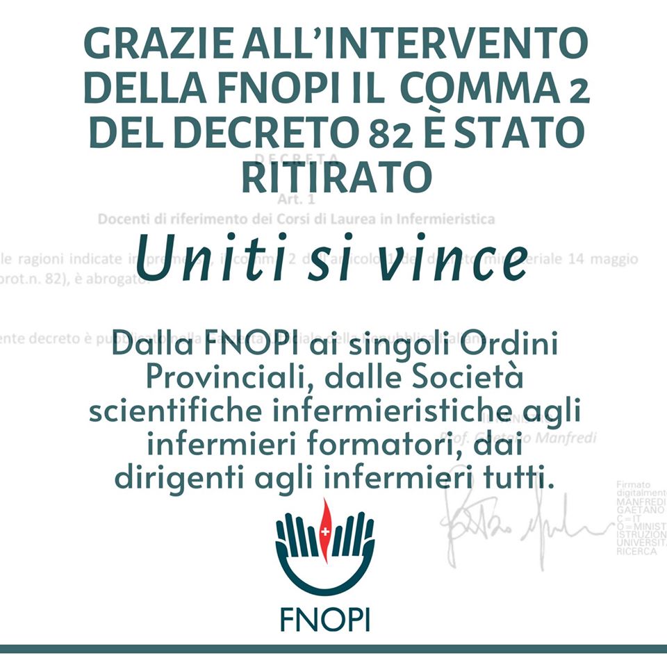 FNOPI, nei corsi di laurea in infermieristica docenti solo infermieri: nuovo decreto dell’Università