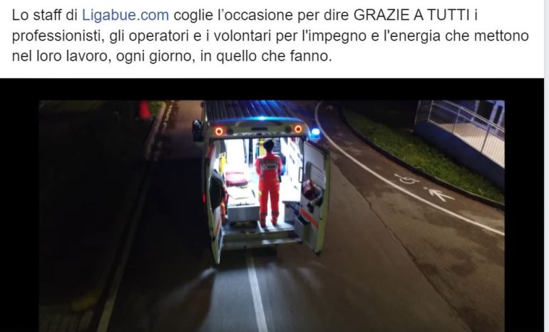 Luciano Ligabue rigrazia per il video racconto del servizio 118 dell’Azienda USL di Ferrara sulle note della sua canzone