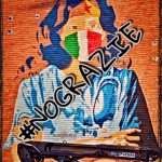 Un murale appena disegnato sul muro all'ingresso dell'ospedale dell'azienda ospedaliera di Padova