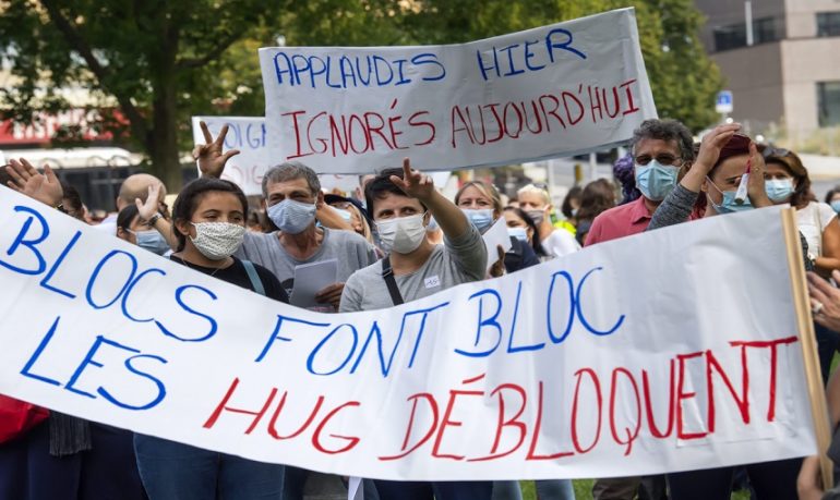 Ginevra, infermieri in piazza: chiesta modifica del piano orario