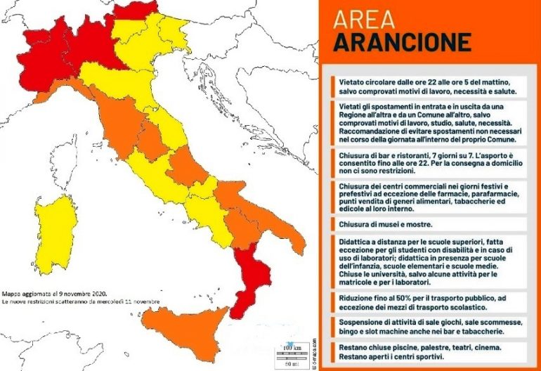 Coronavirus, l'Italia cambia ancora colore: altre 5 Regioni in zona arancione