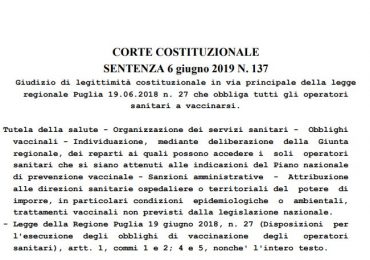 Obbligo vaccinazione operatori sanitari in Puglia? Non esiste