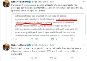 Secondo Burioni il vaccino di AstraZeneca non protegge dall'infezione asintomatica