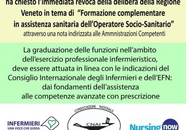 La CNAI chiede revoca della delibera Veneto “Formazione complementare in assistenza sanitaria dell’Operatore Socio-Sanitario”