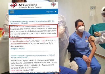 Vaccinazioni Covid-19: ATS Sardegna ricerca infermieri disposti a lavorare gratuitamente