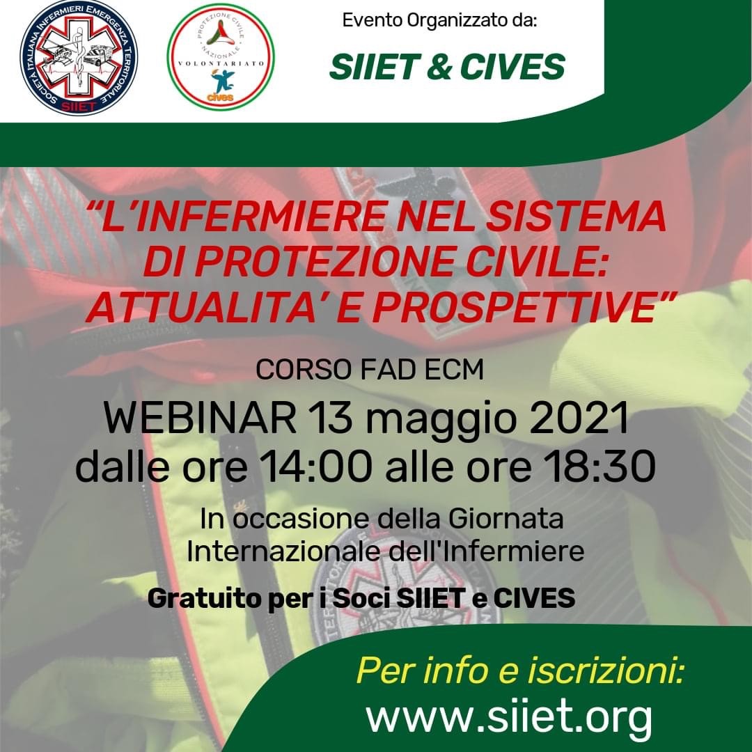 L'infermiere nel sistema di Protezione Civile: attualità e prospettive- Evento Fad Ecm