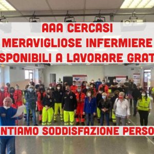 Falconara: si reclutano infermieri che lavorino gratis in cambio di soddisfazione personale