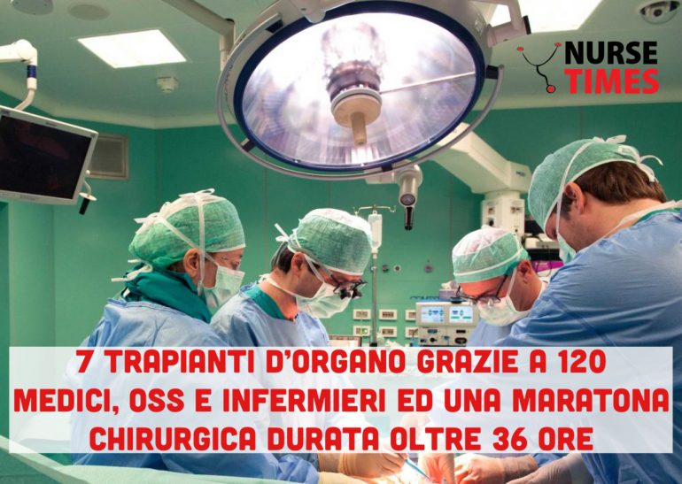 Con una maratona chirurgica di 36 ore 120 medici, infermieri e oss concludono 7 trapianti d’organo