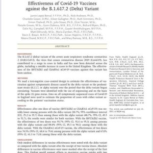 Efficacia dei vaccini COVID-19 contro la variante Delta, lo studio