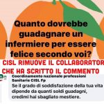 “Se gli infermieri non sono contenti dello stipendio cambino mestiere”. La CISL si scusa e rimuove l’autore del commento