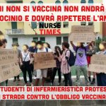 Gli studenti di infermieristica No Green Pass protestano contro la sospensione dal tirocinio clinico