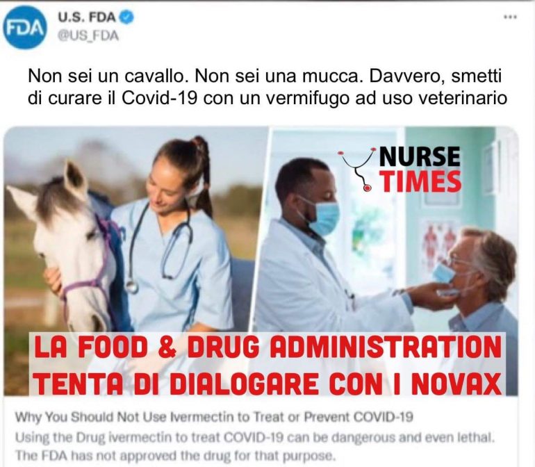 Sempre più NoVax curano il COVID-19 con un antiparassitario per mucche e cavalli: la FDA lancia un appello ai negazionisti via web