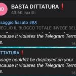 Stop a "Basta Dittatura": chat no vax oscurata da Telegram per incitazione alla violenza