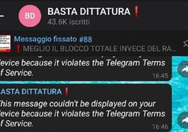 Stop a "Basta Dittatura": chat no vax oscurata da Telegram per incitazione alla violenza