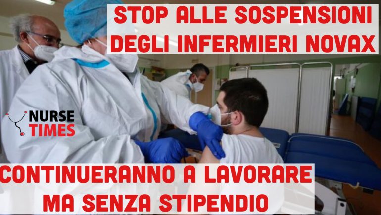 Stop alle sospensioni per gli infermieri non vaccinati: potranno continuare a lavorare ma non percepiranno lo stipendio
