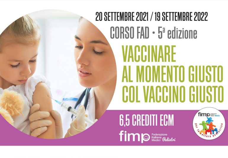 Corso ECM (6,5 crediti) FAD gratuito “Vaccinare al momento giusto col vaccino giusto”