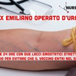 Posiziona due lacci emostatici per 24 ore sul braccio per evitare che il vaccino entri nel suo corpo. No Vax operato d’urgenza