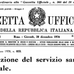 Legge 833/78 istituzione del Servizio Sanitario Nazionale