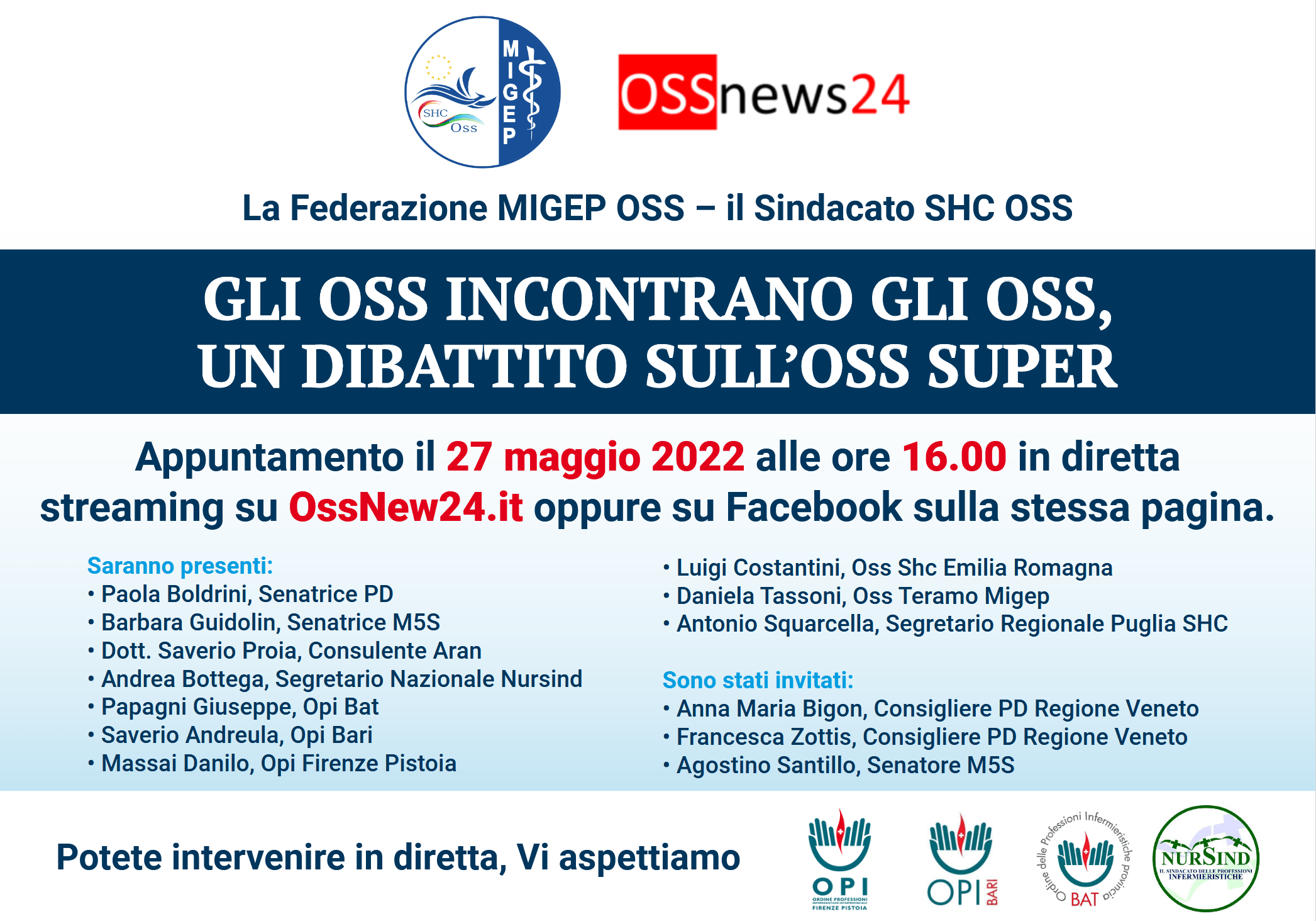 Gli Oss discutono del SuperOss in diretta streaming su OssNew24.it