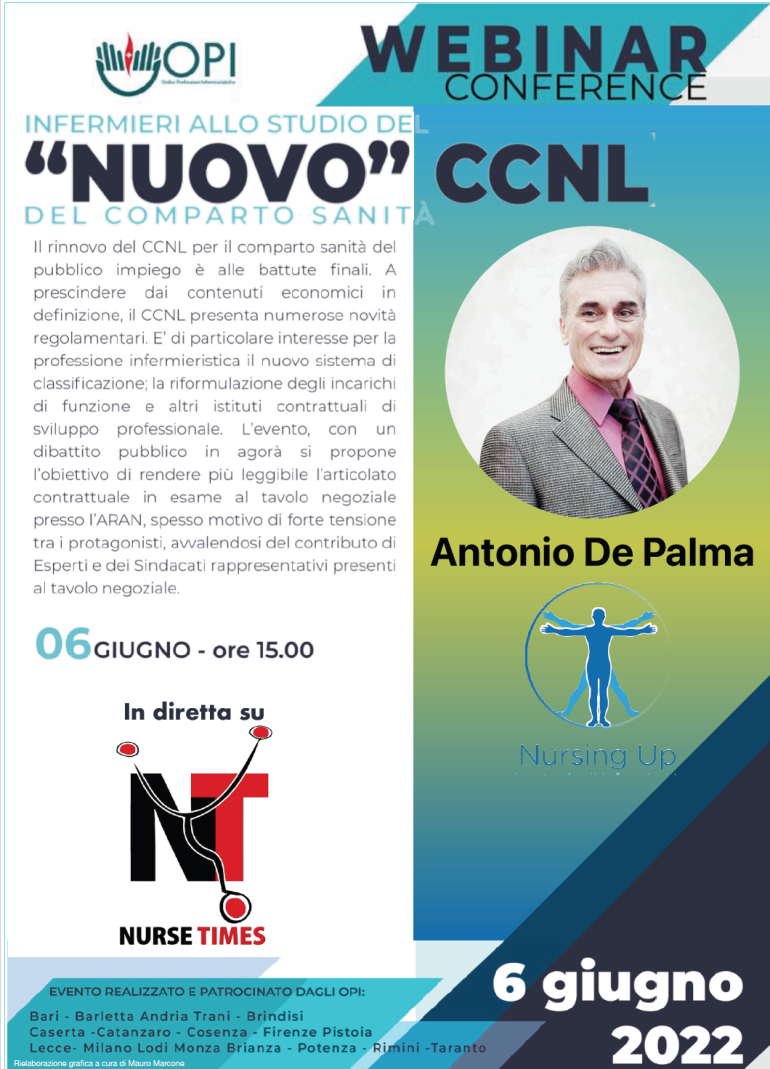 Infermieri in studio sul rinnovo del CCNL sanità: in agorà il Presidente nazionale del Nursing Up Antonio De Palma