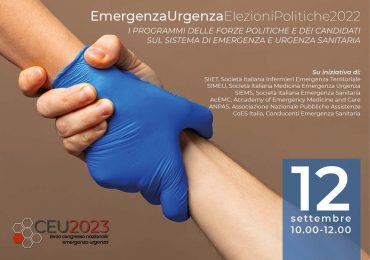 Le realtà dell'emergenza urgenza tornano a interpellare la politica: confronto online il 12 settembre
