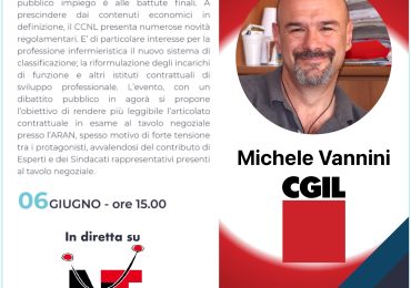 Infermieri in webinar sul nuovo contratto: ospite  Michele Vannini della segreteria nazionale della CGIL FP