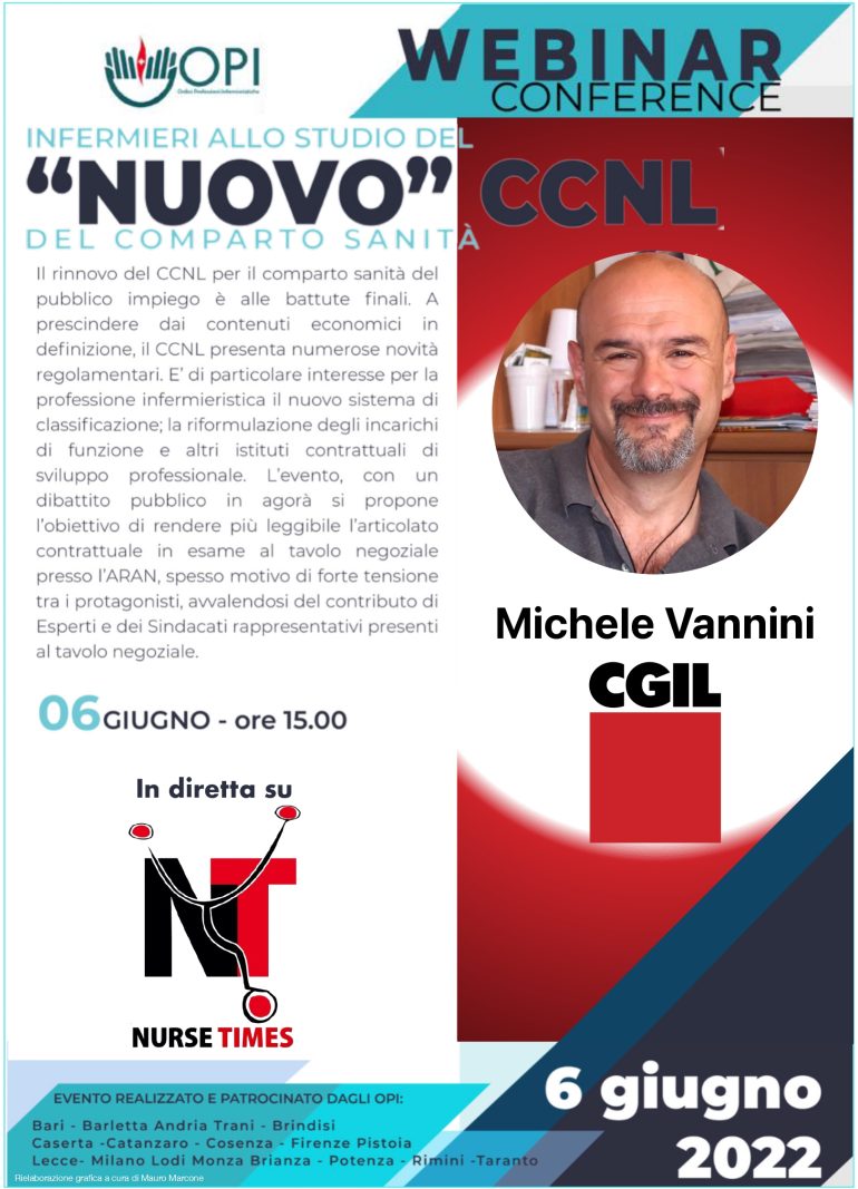 Infermieri in webinar sul nuovo contratto: ospite  Michele Vannini della segreteria nazionale della CGIL FP