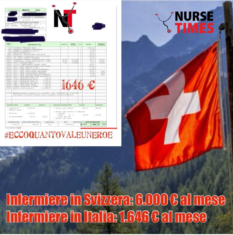 Esodo degli infermieri italiani in Svizzera: salari tripli, rimborso viaggio, buoni pasto e riconoscimento professionale