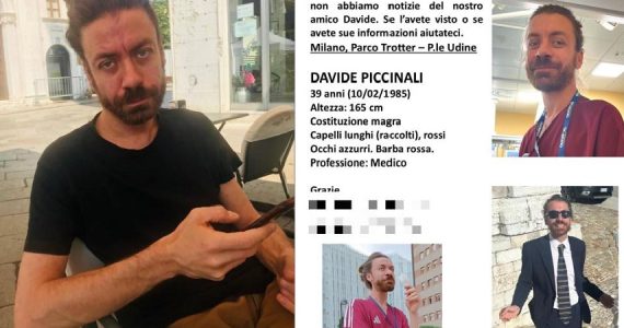 Il giallo di Davide Piccinali: ritrovato dopo 4 giorni il medico specializzando scomparso a Milano