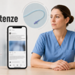 Annuncio social di un OSS e simboli di sondino e accesso venoso per spiegare i limiti tra competenze OSS e infermieristiche