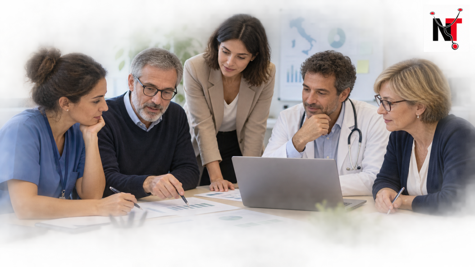 Infermieri e strutture complesse: équipe di professionisti sanitari riunita per programmare le attività del servizio.
