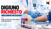 Persona in laboratorio per un prelievo, con indicazioni sulla preparazione agli esami del sangue