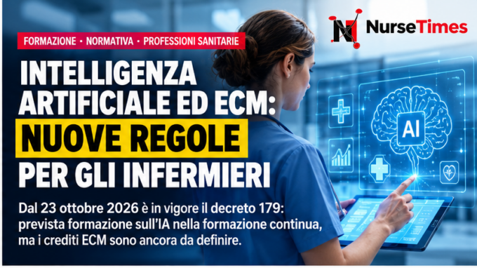Infermiera che utilizza un sistema digitale di intelligenza artificiale in ospedale
